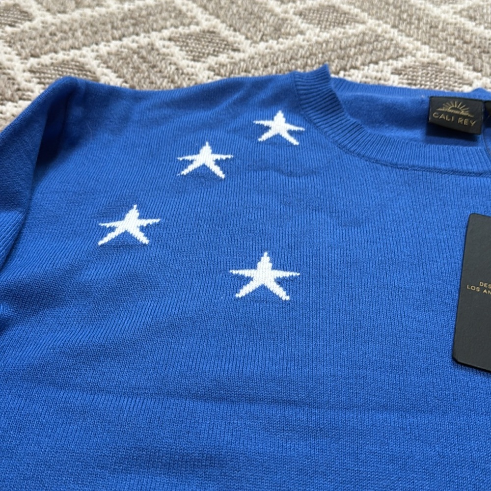 Cali Rey Blue Star Pattern Sweater size Large - Picture 3 of 9